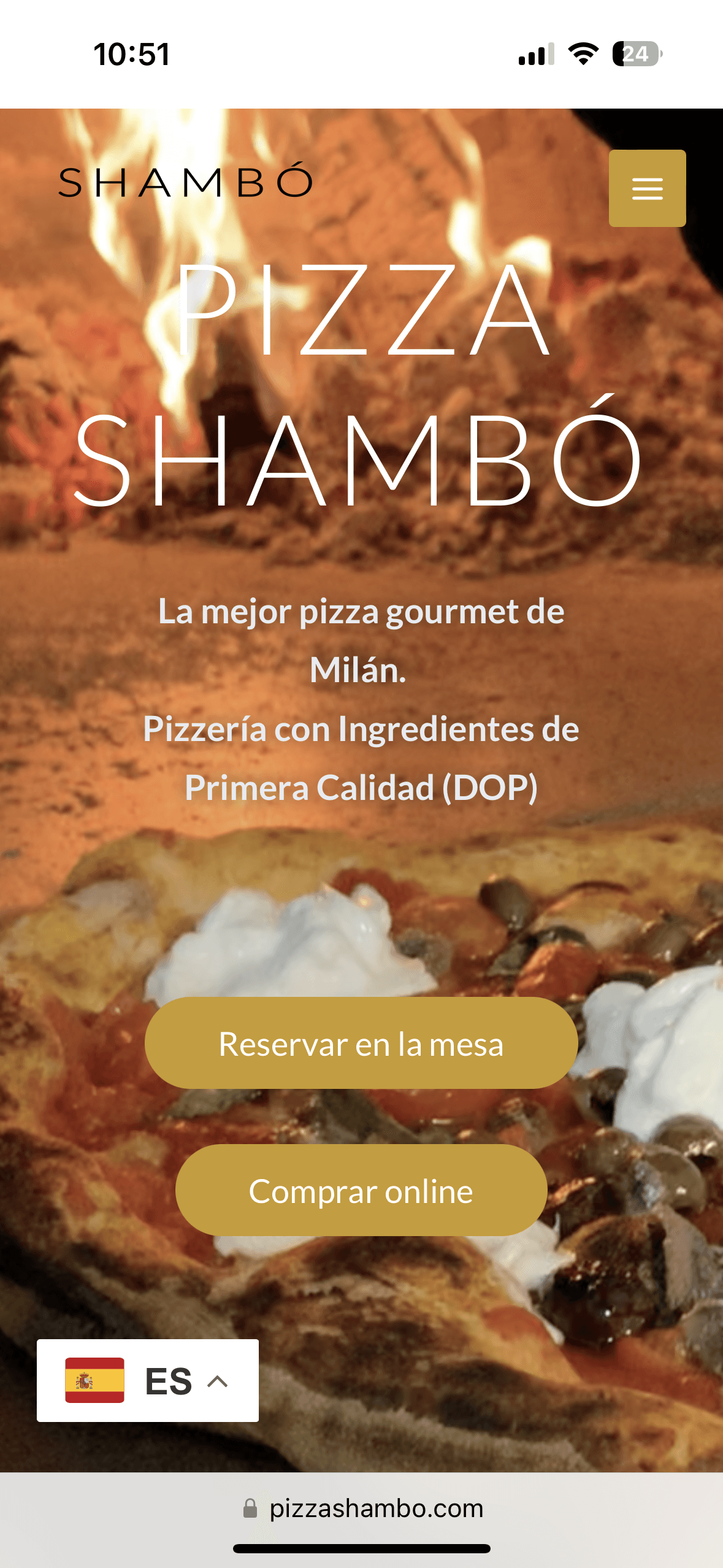 Web a medida Pizza Shambó en móvil
