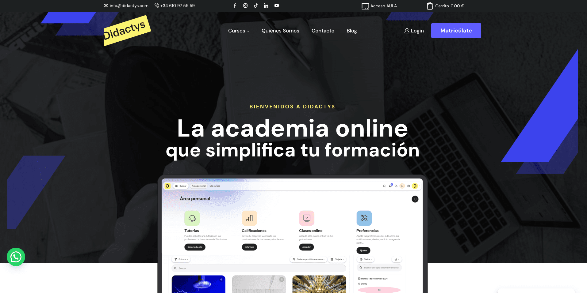 Web didactys.com y área del alumno