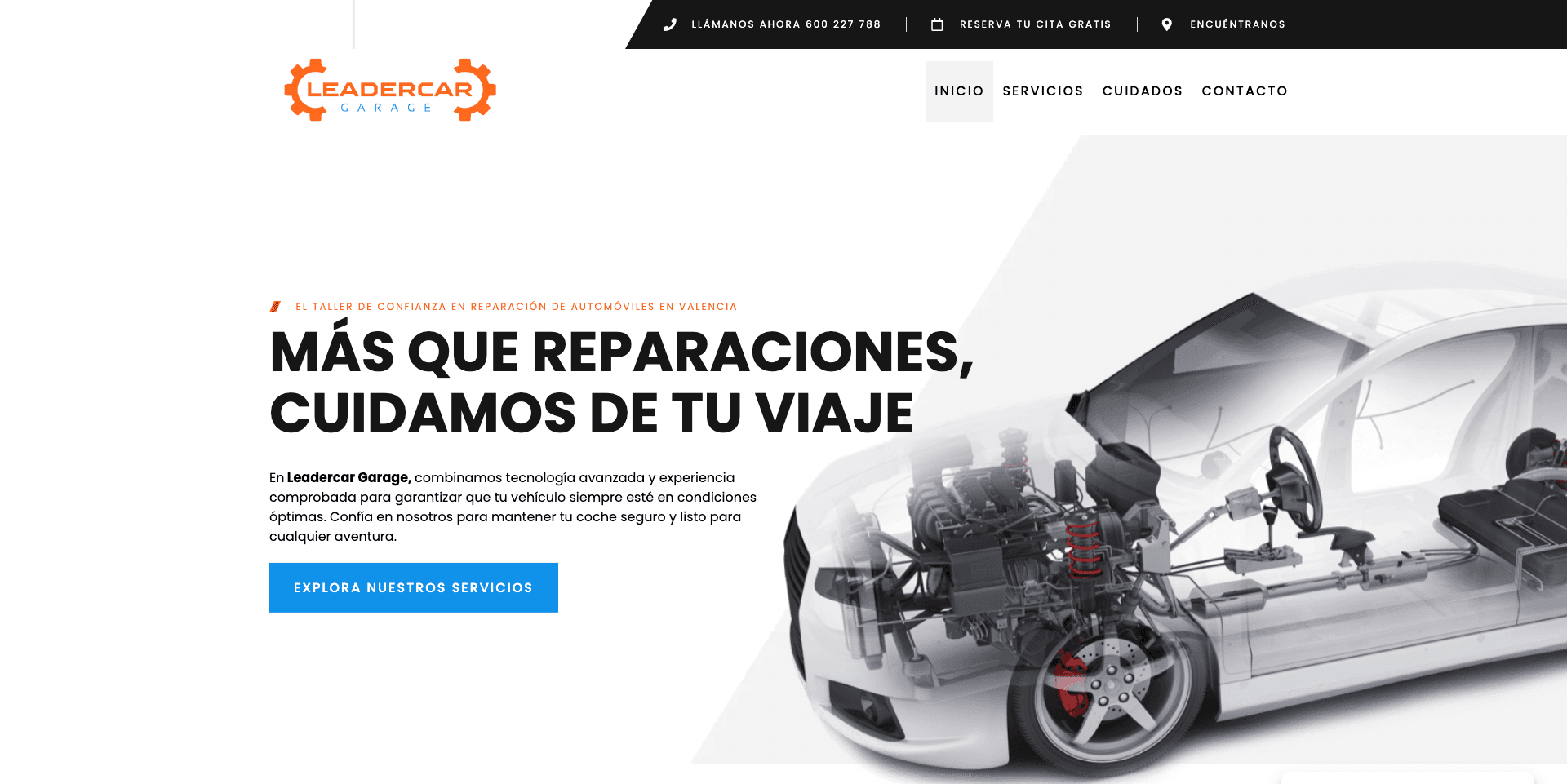 Web diseñada para Leadercar Garage — Verso Productions Valencia